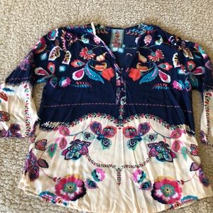 Johnny Was 3/4 sleeve top S